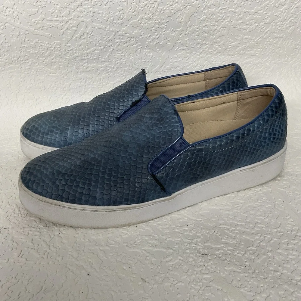 Vionic Midisnake Loafers Shoes‎ Women's Size 7 US/38 EU Blue Leather Orthotic